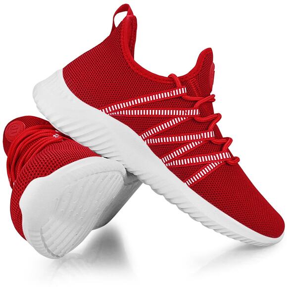 FEETHIT Women's Classic Walking Sneaker: Breathable, Lightweight, Red, SZ 11/ 42 - Picture 5 of 7